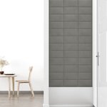 vidaXL Panneaux muraux 12 Pièces Gris clair 30x15 cm Velours 0 54 m²