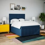vidaXL Sommier à lattes de lit avec matelas Bleu 140x200 cm Tissu