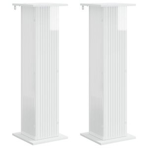 vidaXL Support de Plante 2 pc Blanc brillant 30 5 x 30 x 100 5 cm