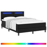vidaXL Lit à ressorts avec bandes LED Noir 140 x 200 cm Simili cuir