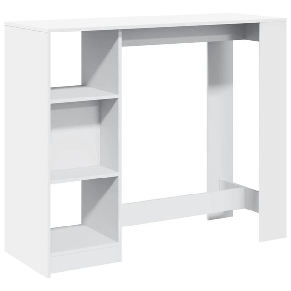 vidaXL Table de bar et étagère blanc 124x46x103 5 cm bois d'ingénierie