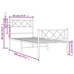 vidaXL Cadre de lit métal sans matelas avec pied de lit blanc 90x190cm