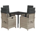 vidaXL Ensemble à manger de jardin et coussins 5 Pièces gris clair rotin