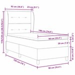 vidaXL Lit à ressorts avec matelas Gris clair 190 x 90 cm Velours
