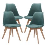 Lot de 4 chaises de salle à manger moderne design robuste velours côtelé vert foncé 03_0009827