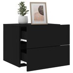 vidaXL Table de chevet murale avec lumières LED noir