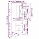 vidaXL Haut Armoire Chêne noir 69 5 x 34 x 180 cm