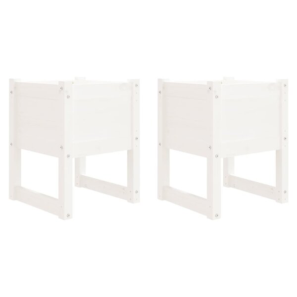 vidaXL Jardinières 2 Pièces Blanc 40x40x52 5 cm Bois massif de pin