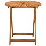 vidaXL Table de jardin pliante Naturel Ø70 x 75 cm