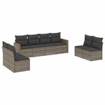 vidaXL Salon de jardin 8 Pièces avec coussins gris résine tressée