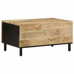 vidaXL Table basse noir 80x50x40 cm bois de manguier massif brut