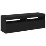 vidaXL Meubles TV avec lumières LED 2 Pièces Noir 60x35x40 cm