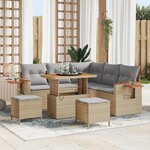 vidaXL Ensemble de canapé de jardin 8 Pièces Beige Poly rotin