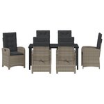 vidaXL Ensemble de repas de jardin 7 pièces avec coussins gris en rattan