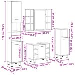 vidaXL Ensemble de meubles de salle de bain 4 Pièces gris béton
