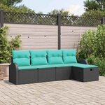 vidaXL Ensemble de canapé de jardin avec coussin 5 Pièces Noir Poly rotin