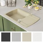 vidaXL Évier de cuisine Granit Seul lavabo Beige