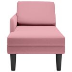 vidaXL Fauteuil long avec coussin et accoudoir droit rose velours
