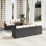 vidaXL Ensemble de canapé de jardin avec coussin 8 Pièces Noir et crème