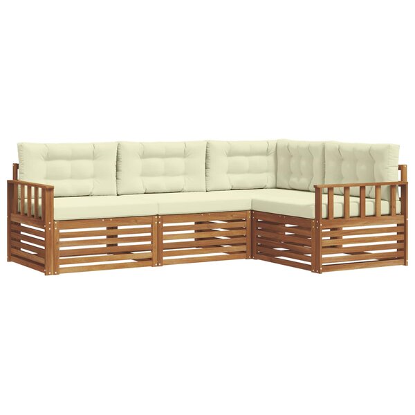 vidaXL Ensemble de canapés d'extérieur 4 pc Naturel et Crème
