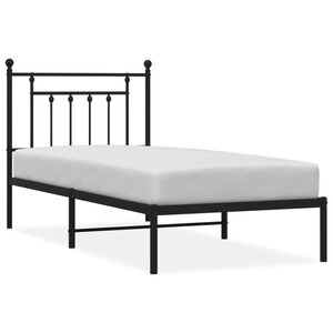vidaXL Cadre de lit métal sans matelas avec tête de lit noir 90x190 cm