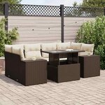 vidaXL Salon de jardin avec coussins 7 Pièces marron résine tressée