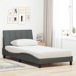 vidaXL Lit avec matelas Hanko gris foncé 100x200 cm tissu