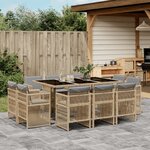 vidaXL Ensemble à manger de jardin et coussins 11 Pièces mélange beige