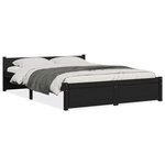 vidaXL Cadre de lit Noir Bois massif 140x190 cm