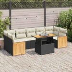 vidaXL Salon de jardin avec coussins 8 Pièces noir résine tressée acacia