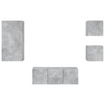 vidaXL Unités murales TV avec LED 5 Pièces gris béton bois d'ingénierie