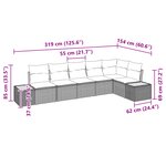 vidaXL Set de Canapé de Jardin 6 Pièces avec Coussins Beige Poly Rattan Acacia