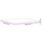 vidaXL Dessus de table 90x90x2 5 cm carré bois massif de hêtre