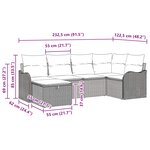 vidaXL Ensemble de canapé de jardin 6 Pièces Gris et marine polyrotin