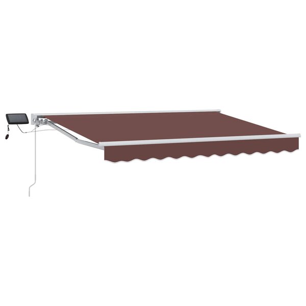 vidaXL Cadre de store manuel avec LEDs Marron et blanc 3 x 2 5 m