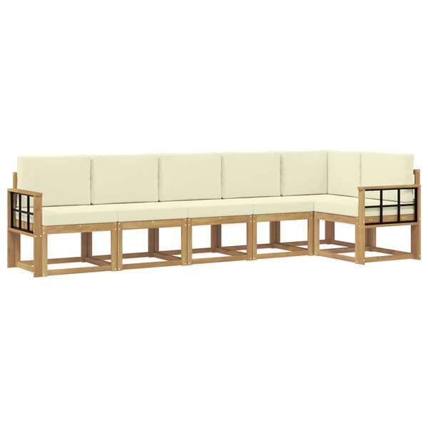 vidaXL Ensemble de canapés d'extérieur 6 pc Blanc et crème Polyester