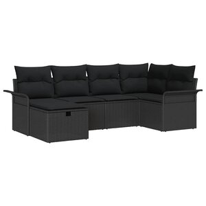 vidaXL Ensemble de canapé de jardin 6 Pièces Noir 242.5 x 132.5 x 85 cm