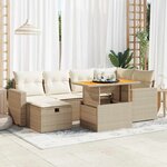 vidaXL Salon de jardin avec coussins 8 Pièces beige résine tressée acacia