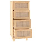 vidaXL Buffet Marron 40x30x90 cm Bois de pin massif et rotin naturel