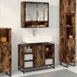 vidaXL Armoire lavabo de salle de bain chêne fumé bois d'ingénierie