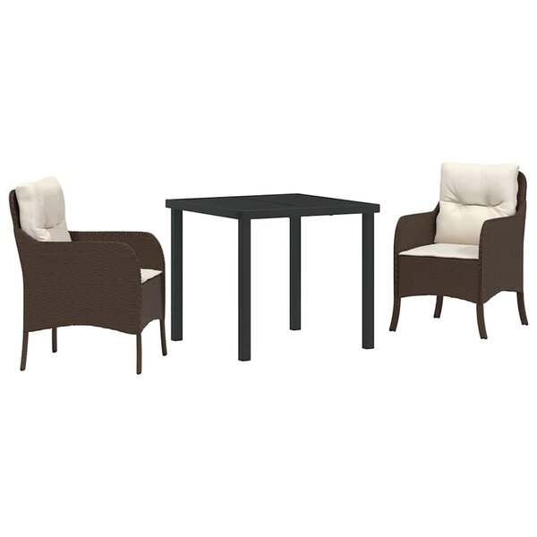 vidaXL Ensemble de salle à manger pour jardin 3 Pièces Marron Poly rotin
