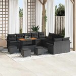 vidaXL Ensemble de canapé de jardin 14 Pièces Noir 110 x 55 x 71 cm