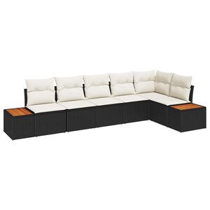 vidaXL Ensemble de canapé de jardin avec coussin 6 Pièces Noir et crème