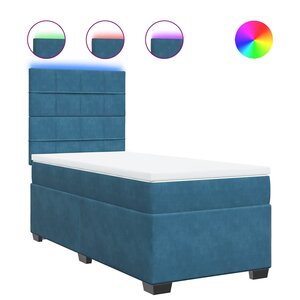 vidaXL Sommier à lattes de lit avec matelas bleu 90x190 cm velours