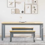 vidaXL Ensemble à manger Panama 3 Pièces gris bois de pin massif