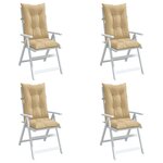 vidaXL Coussins de chaise à dossier haut lot de 4 beige mélangé tissu