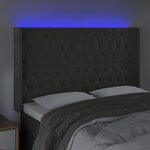 vidaXL Tête de lit à LED Gris foncé 163x16x118/128 cm Velours