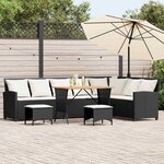 vidaXL Salon de jardin 4 Pièces avec coussins forme L noir résine tressée