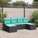 vidaXL Ensemble de Canapés avec coussin 6 Pièces Noir polyrotin