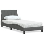 vidaXL Lit avec matelas gris foncé 80x200 cm tissu